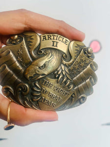 Vintage "Right to Bear Arms" Brass Belt Buckle – Second Amendment