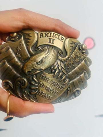 Vintage "Right to Bear Arms" Brass Belt Buckle – Second Amendment