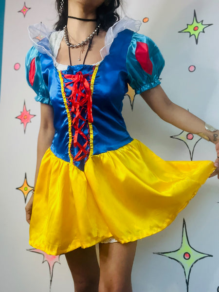 Women’s Fairytale Princess Snow White Costume Mini Dress – Babydoll Style (L)