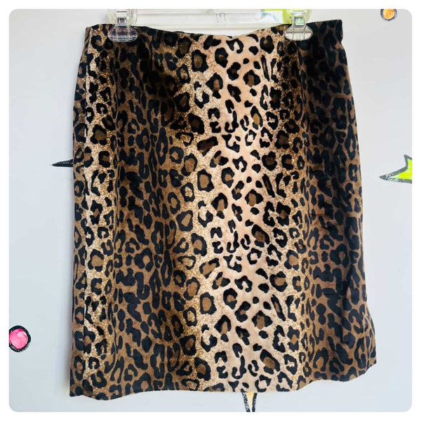 Vintage 90s Y2K Velvet Leopard Print Mini Skirt – Fairy Grunge Glam – Size 6