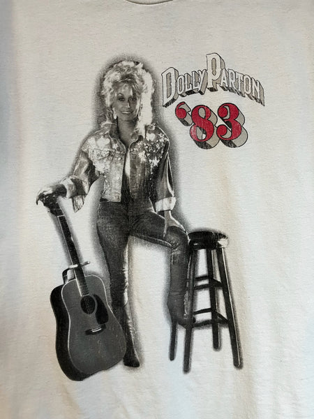 Vintage 1983 Dolly Parton Concert Tee White Western Band T Shirt S
