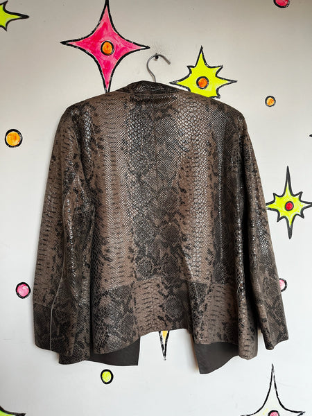 Y2K Faux Snakeskin Leather Jacket Indie Sleaze Glam Rock Moto - ML