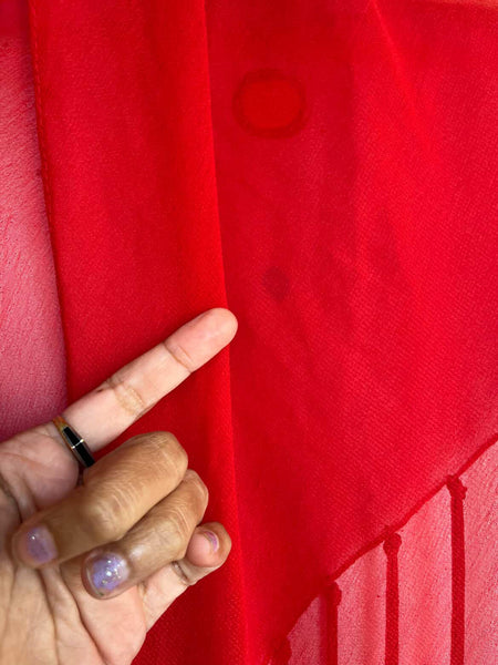 Vintage Red Sheer Fringe Shawl Wrap | Boho Grunge Witchy Goth Western