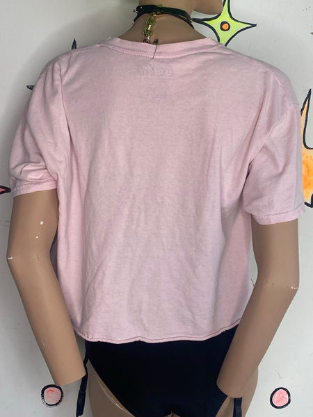 Pink Cherry Coke Crop Top Y2K Pop Art Graphic Tee Retro Coca Cola Shirt L