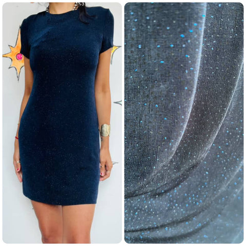 Vintage 90s Fairy Grunge Black Glitter Mini Dress – Stretchy, Size 8, SL Petites