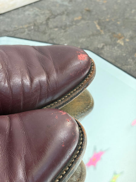 Vintage Justin Burgundy Leather Cowboy Boots Western Roper Cowgirl Boots 7.5A