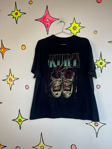Vintage 90s Nirvana Kurt Cobain Grunge Band Tee | Y2K Black Concert T Shirt | XL