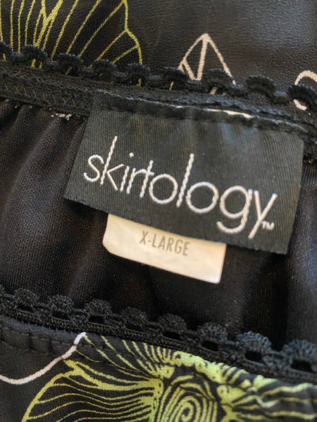 Y2K Whimsigoth Lettuce Hem Midi Skirt Skirtology Abstract Earthy Grunge XL
