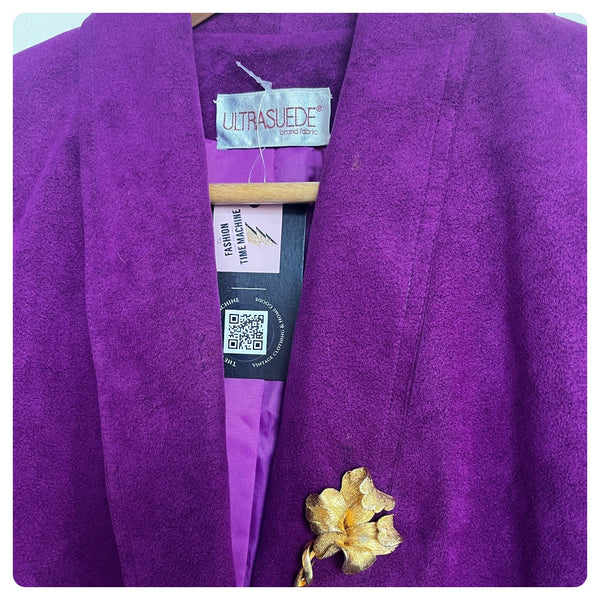 Vintage 70s | Purple Ultra Suede Retro Grunge Fairy Emo Blazer Jacket | Size M L