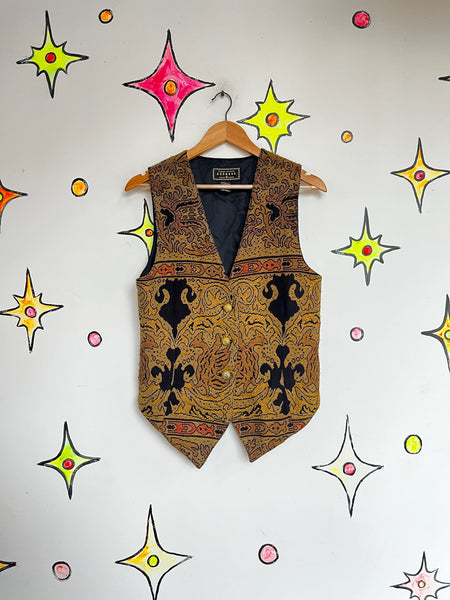Vintage 90s Brocade Steampunk Fairy Grunge Tapestry Vest - M