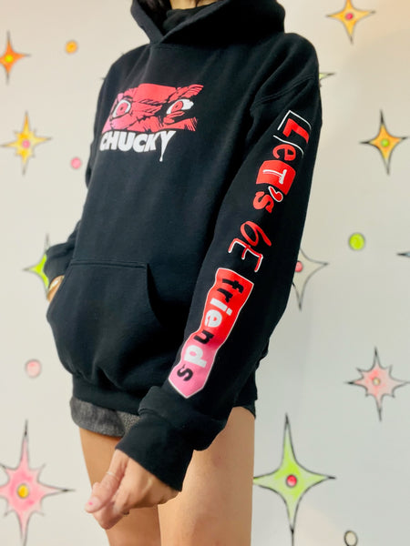 Vintage Y2K Black Mall Goth Chucky Horror Pullover Hoodie – Goth Streetwear – M
