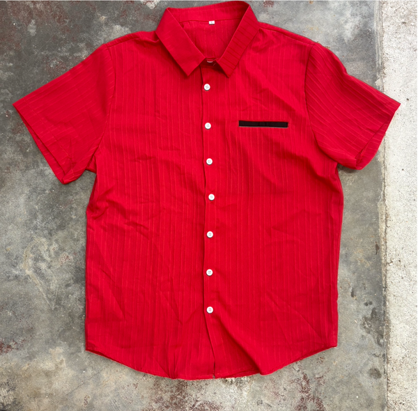 Retro 90s does 50s Men’s Red & Black Rockabilly Button Up Shirt Lightweight L