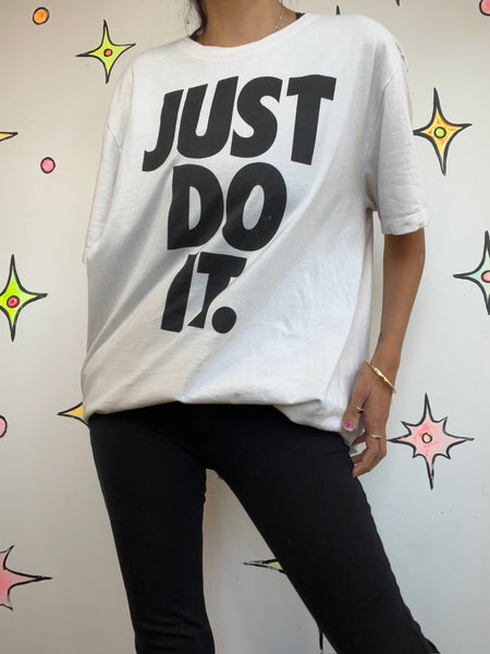 Iconic 90s Nike Just Do It Vintage Tee | White Streetwear Unisex T Shirt | Size XL
