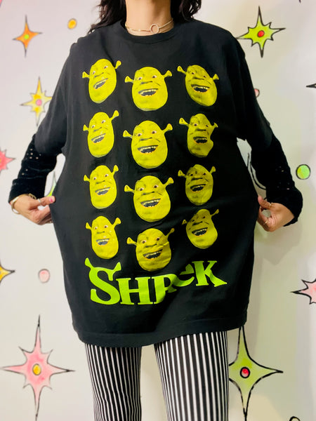 Y2K Shrek Official DreamWorks Black Graphic T-Shirt | Memecore Grunge Tee | XL