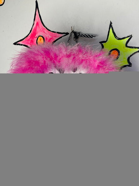 Cow Print Cowgirl Hat Pink Feather Trim Western Barbiecore Festival