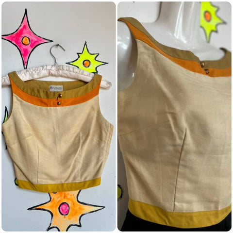 1950s 1960s Striped Crop Top – Gidget Mod Retro Pin-Up – XS Petite