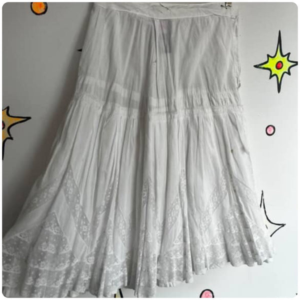 Antique 1910s White Cotton Edwardian Rococo Coquette Petticoat Slip Lawn Skirt