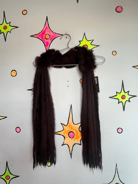 Vintage Old Hollywood Glam Vegan Fur Stole Scarf Old Money Mob Wife Scarf Wrap