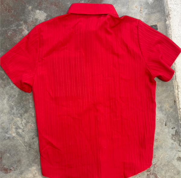 Retro 90s does 50s Men’s Red & Black Rockabilly Button Up Shirt Lightweight L