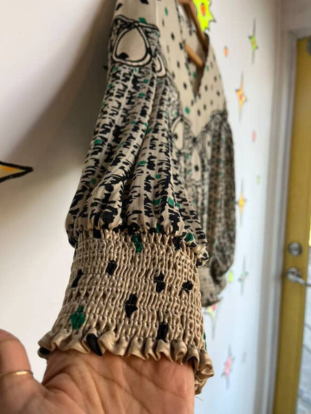 Vintage 70s/80s Silky Disco Glam Boho Grunge Dolman Sleeve Blouse – Small/Medium