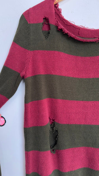 Freddy Krueger Distressed Sweater - Nightmare on Elm Street Costume S/M
