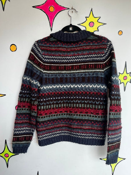 Vintage 90s Chunky Knit Sweater Dressbarn Retro Cozy Grunge Oversized Cardigan M