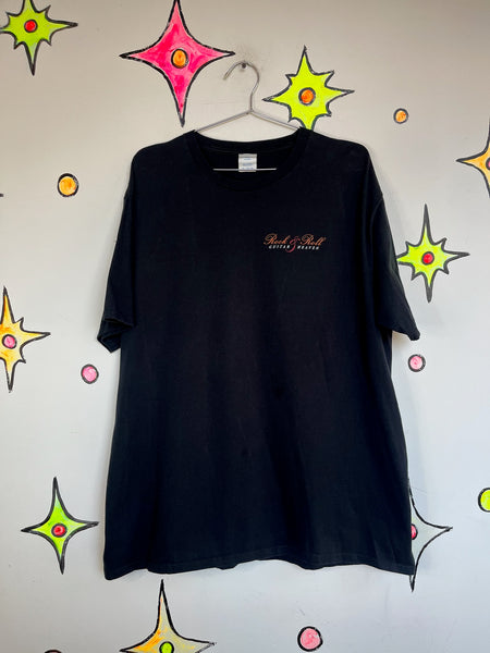 Vintage Black Rock N Roll Guitar Heaven Tee | Boho Grunge Band T Shirt | Size XL