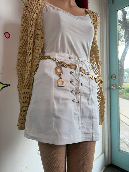 Gold Tone Geometric Hoop Belt Boho Western Grunge Statement Cinch | OS