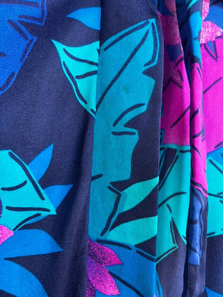 Vintage 70s/80s Teal & Magenta Tiki Hawaiian Night Robe | Retro PJs – M