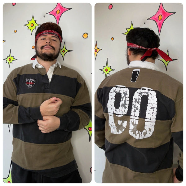 Guinness Striped Rugby Shirt ' Quarter Button Up Irish Pub Streetwear Jersey L