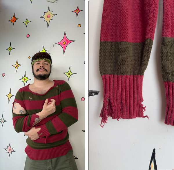 Freddy Krueger Distressed Sweater - Nightmare on Elm Street Costume S/M
