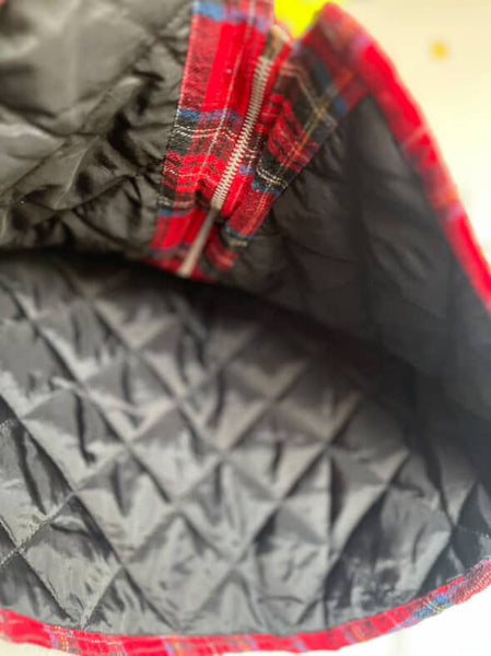 Vintage 90s Y2K Red Plaid Zip Up Flannel Utility Vest | Grunge Layering Top S