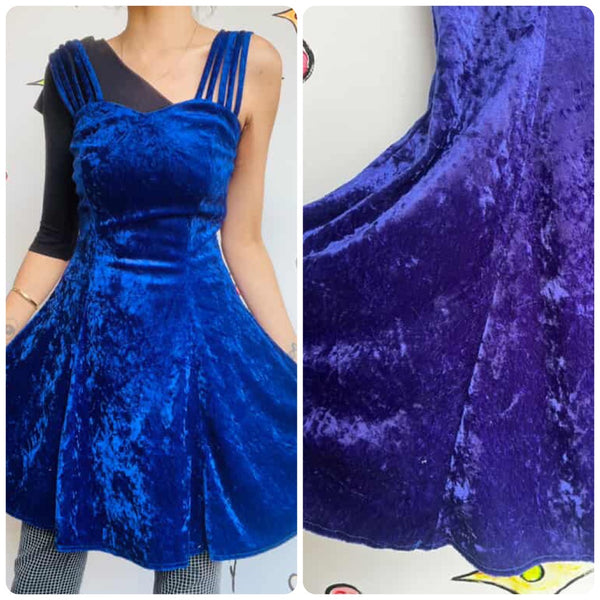 Vintage 90s | All That Jazz Purple Velvet Fairy Grunge Goth Mini Slip Dress | M