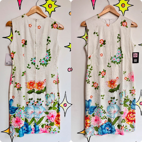 Vintage 1960s | A Line Rainbow Floral Groovy GoGo Mod Spring Mini Dress | S 6