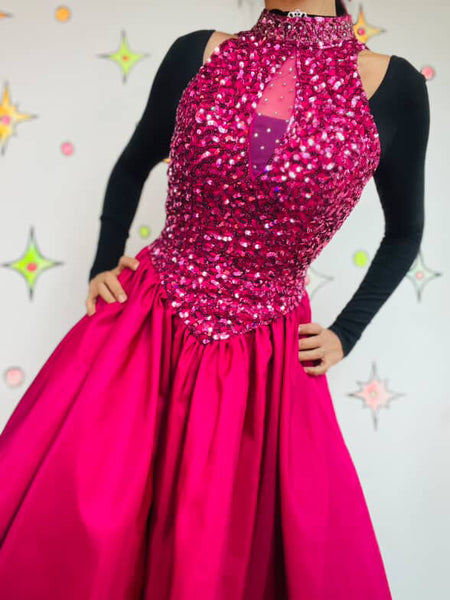 Vintage 80s Pink Sequin Poofy Prom Party Dress – Crinoline Glam Princess Small