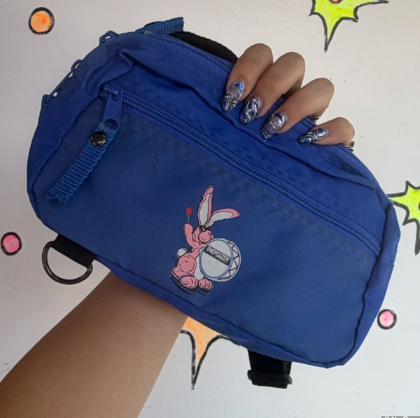 Vintage 80s 90s Energizer Bunny Blue 3-Zipper Fanny Pack Retro Festival