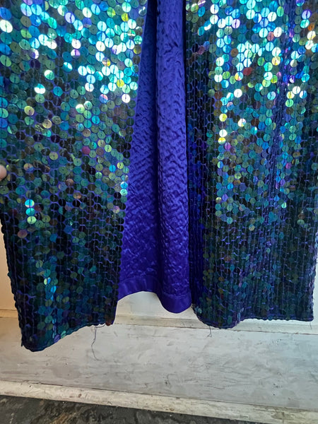 80s 90s Sparkling Blue Mermaid Gown Evening Dress Formal Prom Party Dress | ML