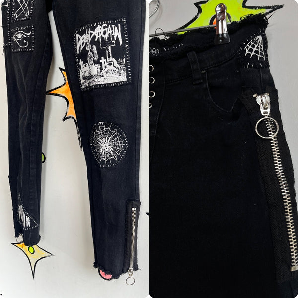 Dolls Kill 2010s | Black Lace Up Punk Emo Goth Indie Sleaze Mall Goth Skinnies M