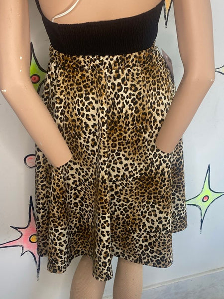 50s Style Rockabilly Pinup Retro Leopard Print Pin Up Glam Retro Twirl Skirt S