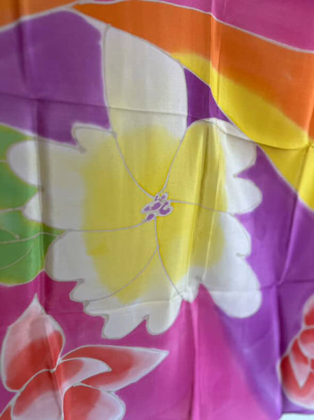 Vintage 70s | Oscar De La Renta MOD Psychedelic Boho Purple Polka Dot Silk Scarf