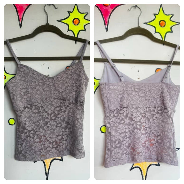 Vintage 90s Lilac Lace Camisole – Pastel Coquette Fairy Grunge Y2K Top – S