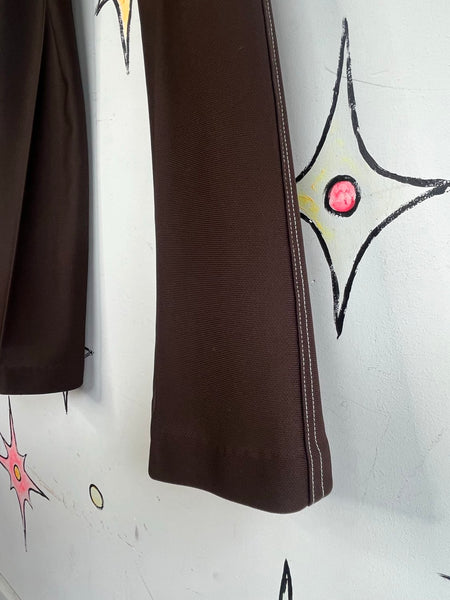 Vintage 70s Brown Western Disco Pants Retro Cowgirl Low Rise Glam Grunge S