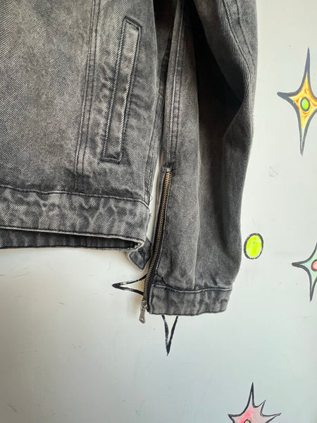 DVRK Black Denim 911 Emergency Jacket Goth Grunge Emo Streetwear | L