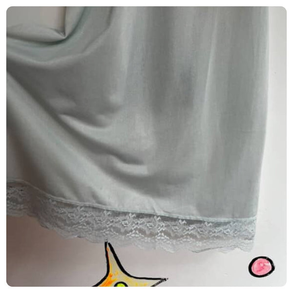 Vintage 1950s 60s | Pale Pastel Blue Lace Fairy Babydoll Lingerie Slip | Small