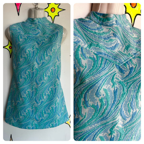 Vintage 60s 70s | Blue MOD GoGo Psychedelic Groovy Mini dress | ML