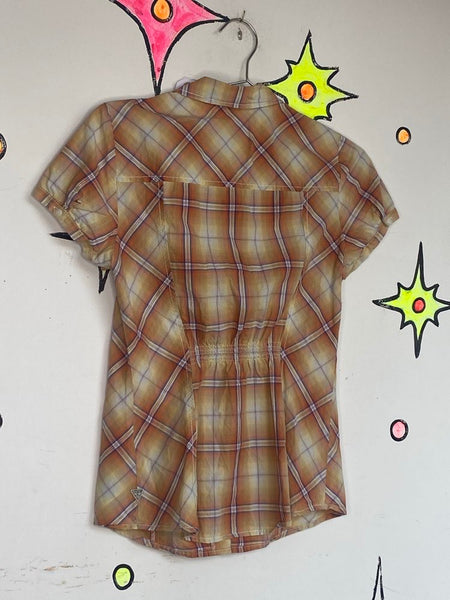 Guess Plaid Western Top Grunge Boho Preppy Core Button Down Cotton S