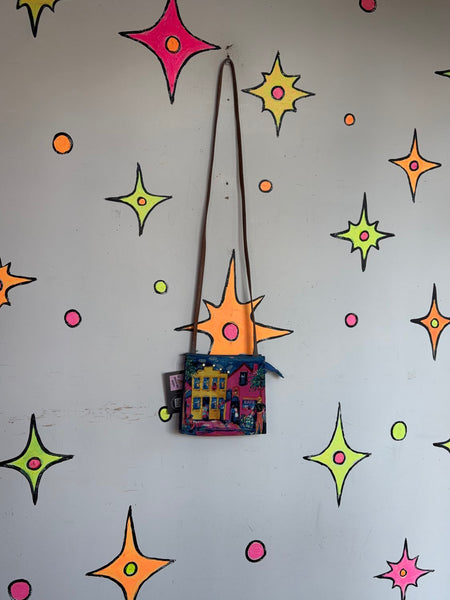 Vintage Paris Folk Art Crossbody Bag One Day in Paris Tapestry Purse
