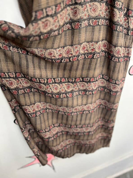 Vintage 90s Witchy Boho Fairy Grunge Maxi Dress | Plaid Floral Slit Dress Sz 8
