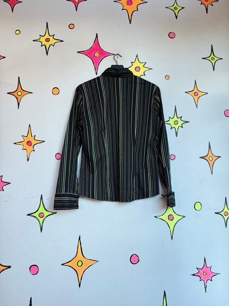 Y2K Pinstripe Shirt | Fairy Grunge Mall Goth Indie Sleaze Dark Academia L/XL