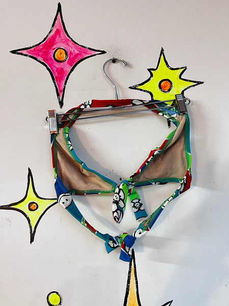 Retro 60s Style Bikini Top ' Retro Psychedelic Halter Top ' Y2K Festival Rave SM